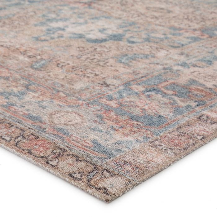 Featuring Kindred Geonna Rug by Jaipur Living at Amethyst Home. The Kindred collection melds the timelessness of vintage designs with a modern, livable style. The Geonna area rug boasts a softly faded center medallion and floral accents in subdued tones of blue, gray, beige, and blush. This low-pile rug is made of soft polyester and features a one-of-a-kind .  Amethyst Home provides interior design, new home construction design consulting, vintage area rugs, and lighting in the Seattle metro area.