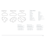 Rock out with Verellen's multi-tasking Lola Pouf. A fun and comfy piece to add your living room, bedroom, or other area.   foam and fiber construction pinched stitch detail non-removable slipcover Small: 35" x 28" x 17" Medium: 42" x 30" 17" Large: 50" x 32"x 1&"  Each piece is made just for you! Current lead times are between 8-10 weeks. Some things are worth the wait!