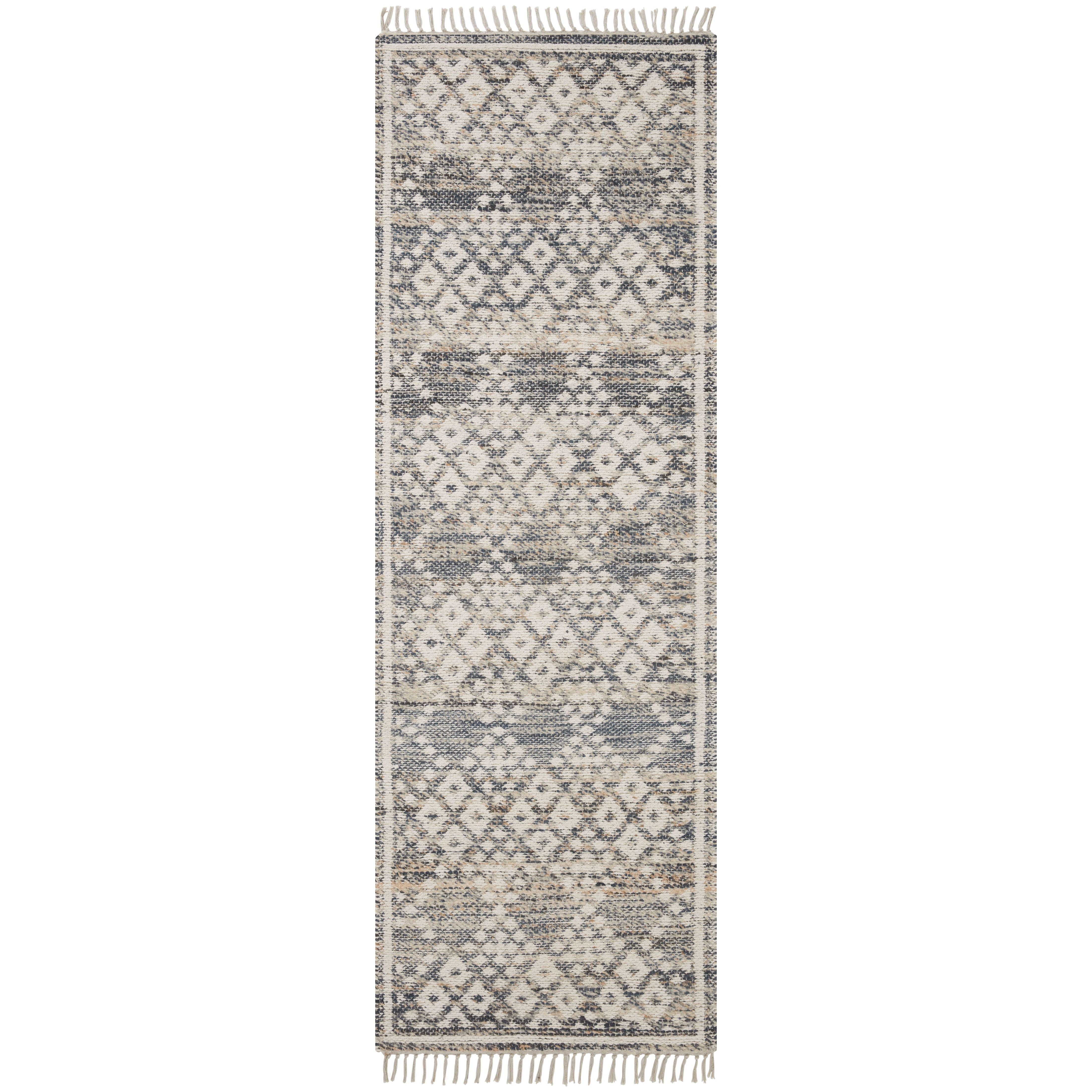 Featuring Angela Rose x Loloi Rivers Denim / Ivory Rug by Loloi at Amethyst Home. The Rivers Denim / Ivory rug by Angela Rose x Loloi is a modern flatweave area rug with a reversible design featuring symmetrical motifs. Woven of wool, cotton, and jute, Rivers combines natural materials with an airy, natural aesthetic. The soft colors of the rug create a w. Amethyst Home provides interior design, new home construction design consulting, vintage area rugs, and lighting in the Los Angeles metro area.