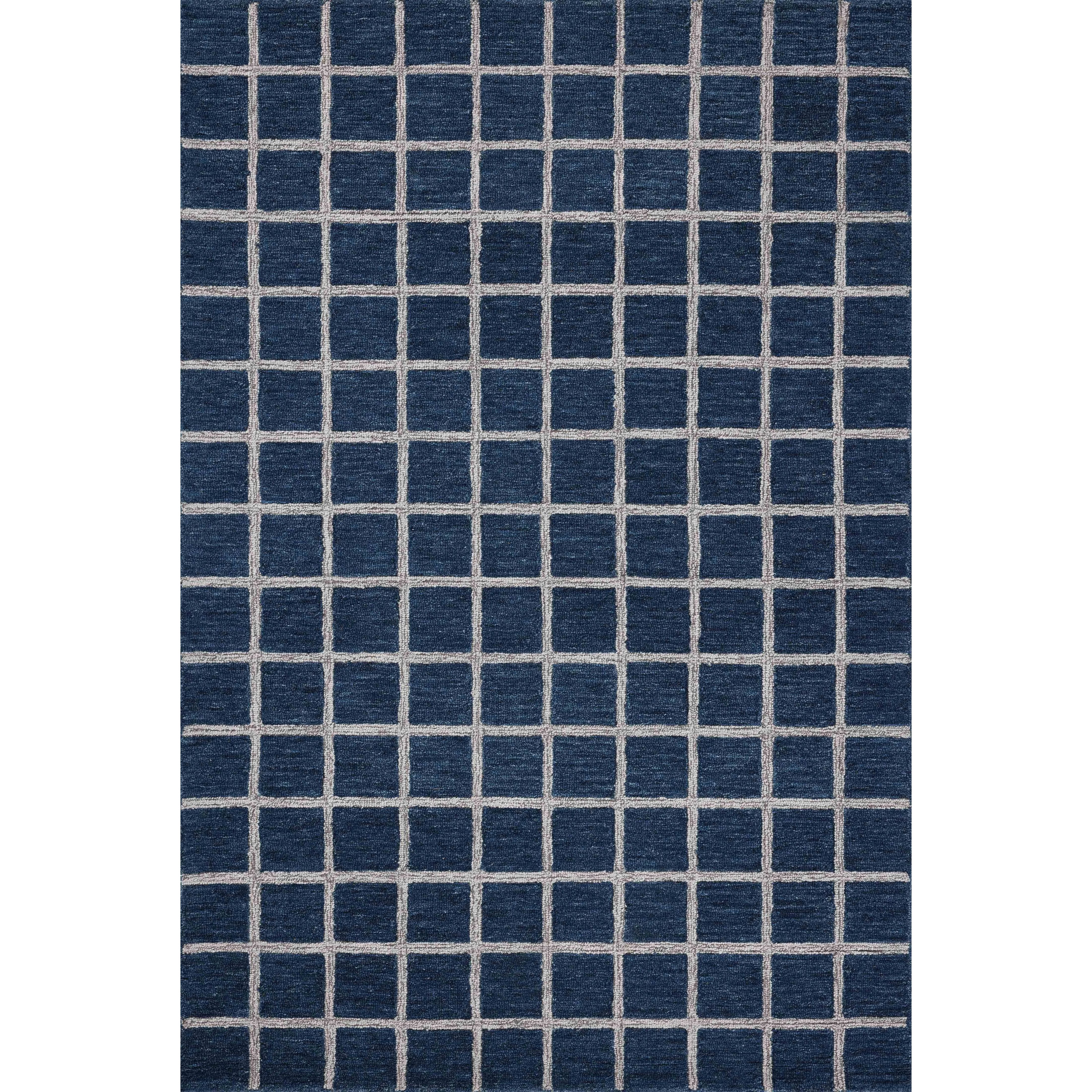 Featuring Chris Loves Julia x Loloi Polly Navy / Silver Rug by Loloi at Amethyst Home. Hand-tufted of wool and jute pile, the Polly collection for Chris Loves Julia x Loloi brings a fresh take on modern yet classic designs. With striking gridded designs toned down by a neutral color palette, Polly is a timeless choice for any room. Polly is also GoodWeave c. Amethyst Home provides interior design, new home construction design consulting, vintage area rugs, and lighting in the Charlotte metro area.