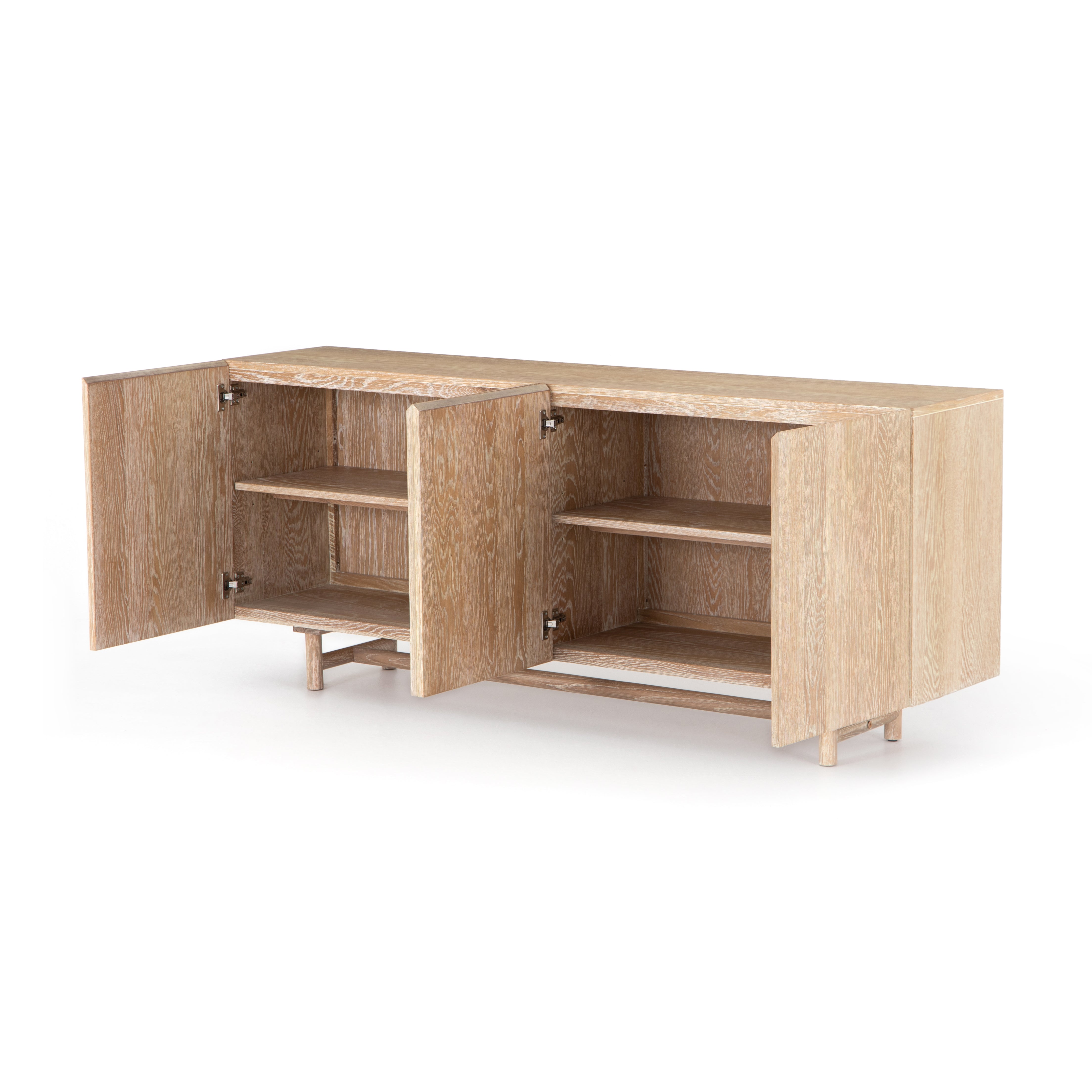 Featuring Mika Dining Sideboard by Four Hands at Amethyst Home. We love the grained matte finish on this Mika Washed Oak Veneer Dining Sideboard. The shelves make this the perfect sideboard for a functional, modernly attractive piece to add to your dining room
Overall Dimensions: 72"W x 16"L x 30"H
Colors: Whitewashed Oak VeneerMaterials: Oak VeneerWeight:.  Amethyst Home provides interior design, new home construction design consulting, vintage area rugs, and lighting in the Calabasas metro area.