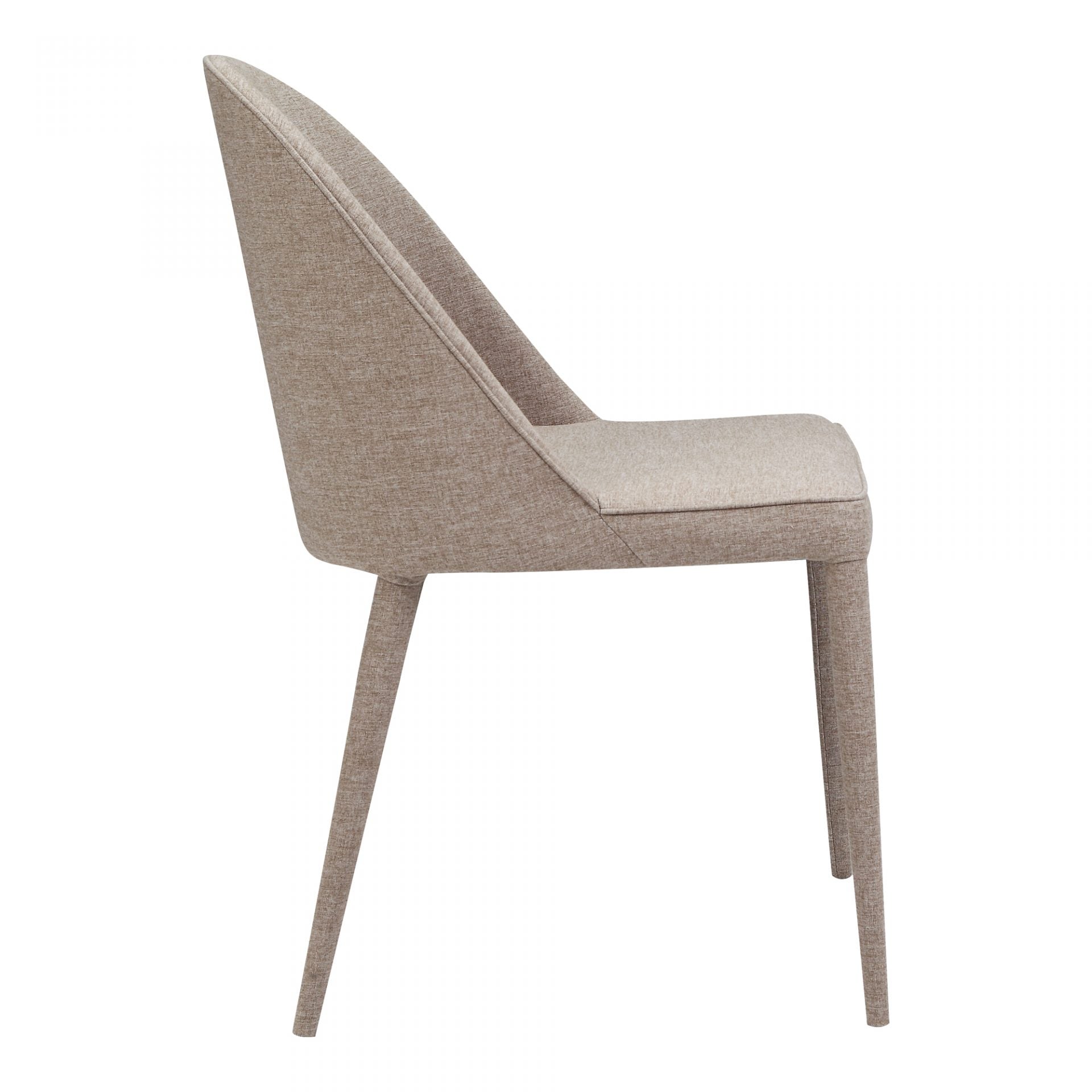 The slim legs of this Burton Light Grey Fabric Dining Chair give it a contemporary modern design. The foam cushion makes this an extremely comfortable and attractive dining chair.   Size: 19"W x 22"D x 33"H Seat Height: 18" Materials: Upholstery 100% Polyester, Iron Frame, Plywood, Foam