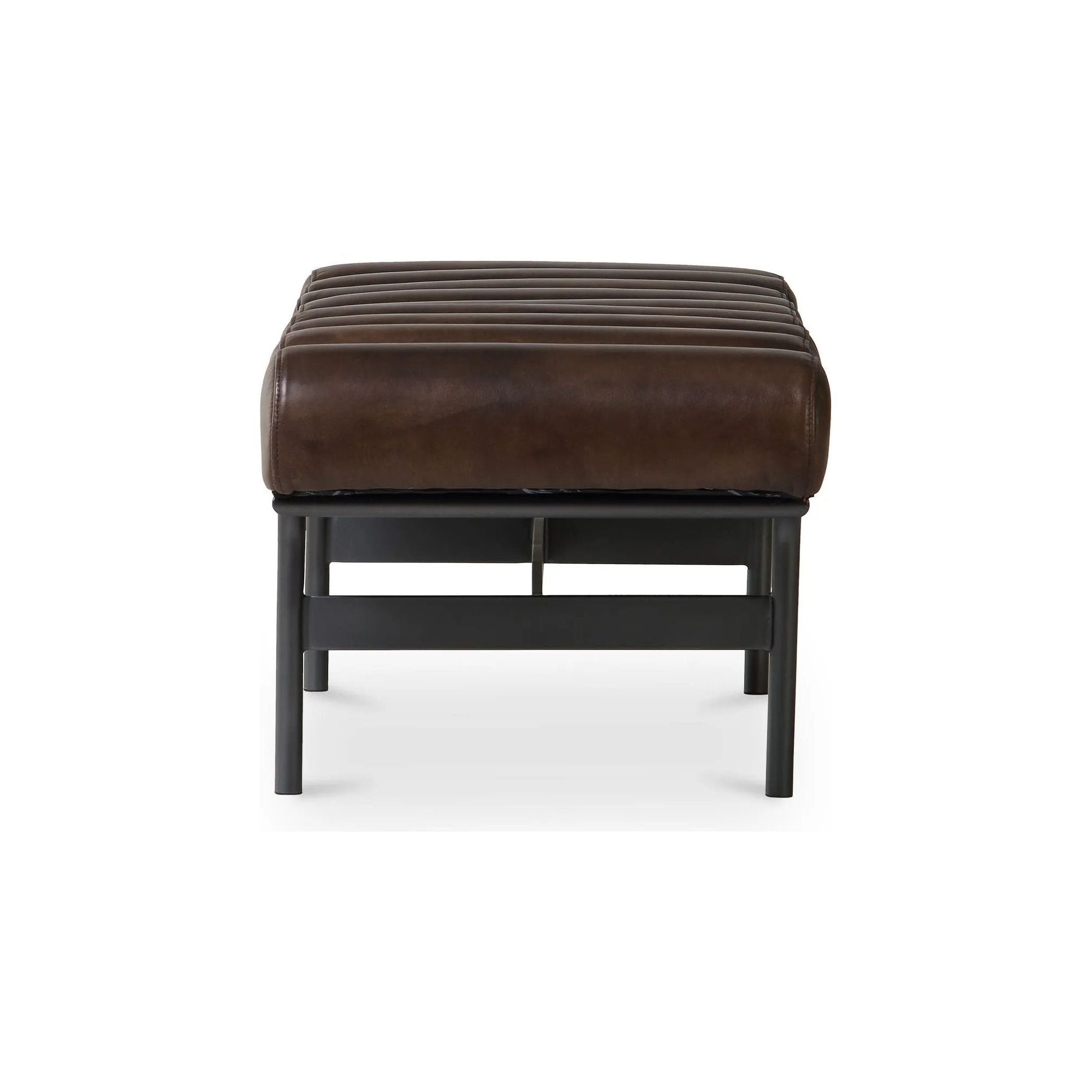 With its channel detailing that adds a touch of softness to the robust metal frame, the distinguished Harrison bench embodies clean lines and a modern sensibility. Crafted with exceptional attention to detail, it effortlessly blends into any space, making a statement wherever it resides, be it the entryway, living room or bedroom. Amethyst Home provides interior design, new home construction design consulting, vintage area rugs, and lighting in the Austin metro area.