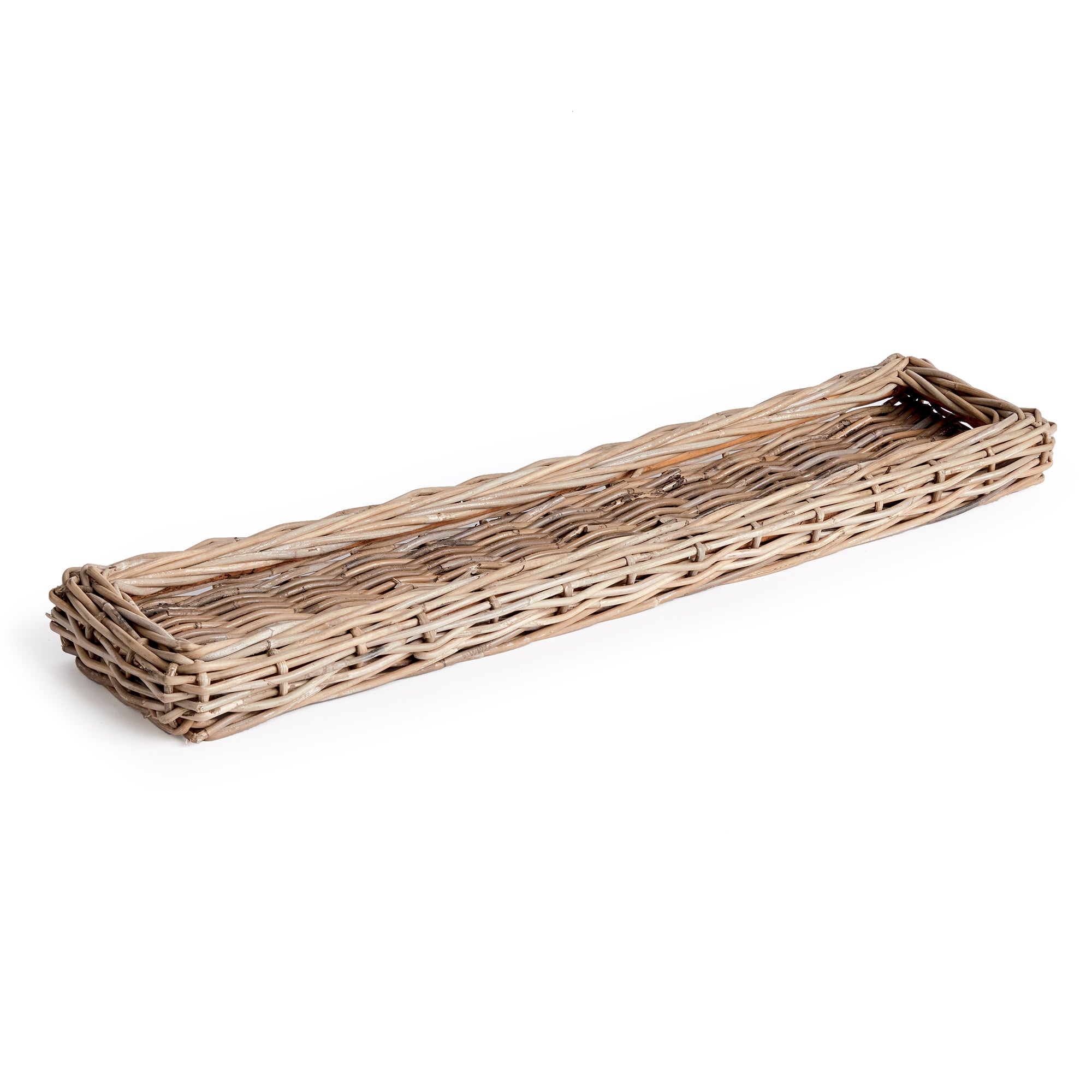 Made of a large gauge rattan, this extra long tray makes a beautiful centerpiece. Fill it with orbs, faux flower stems or leave it just as is for a clean look. Amethyst Home provides interior design, new construction, custom furniture, and area rugs in the Calabasas metro area.