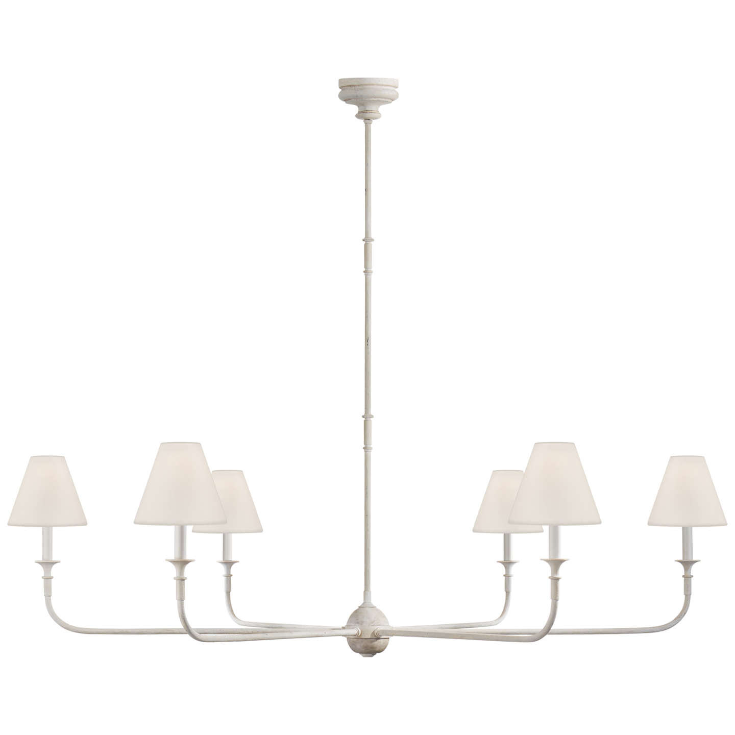 Featuring Piaf Grande Chandelier by Visual Comfort at Amethyst Home. This Piaf Grande Chandelier from Visual Comfort has linen shades and brings a warm, classic look to any entry way, living room, or other large area. 
Overall Dimensions: 58" L x 58" W x 56.75" HWeight: 40 lbs.  Amethyst Home provides interior design, new home construction design consulting, vintage area rugs, and lighting in the Portland metro area.