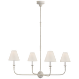 Featuring Piaf Large Chandelier by Visual Comfort at Amethyst Home. We love the thin arms of this Piaf Large Chandelier from Visual Comfort.  The linen shades brings a warm, classic look to any dining room, living room, or other large space. 
Overall Dimensions: 39.25" L x 39.25" W x 56.75" HWeight: 19 lbs.  Amethyst Home provides interior design, new home construction design consulting, vintage area rugs, and lighting in the Kansas City metro area.