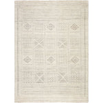 Featuring Reign Sharkskin/Quiet Gray Hand-Knotted Rug by Jaipur Living at Amethyst Home. The captivating Reign collection introduces detail-rich design and inviting carved pile to contemporary and traditional homes alike. The hand-knotted Jadene rug boasts an intricate geometric design in a neutral ivory and light gray colorway. This wool rug's textured pat.  Amethyst Home provides interior design, new home construction design consulting, vintage area rugs, and lighting in the Monterey metro area.