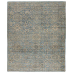 Featuring Rhapsody Faena Hand-Knotted Rug by Jaipur Living at Amethyst Home. The Rhapsody Faena Area Rug features heirloom-quality designs of stunningly abrashed Old World patterns.  The Faena hand-knotted rug boasts a beautifully washed medallion motif with elegant floral accents. The light blue, cream, and gray palette grounds transitional spaces with gr.  Amethyst Home provides interior design, new home construction design consulting, vintage area rugs, and lighting in the Charlotte metro area.