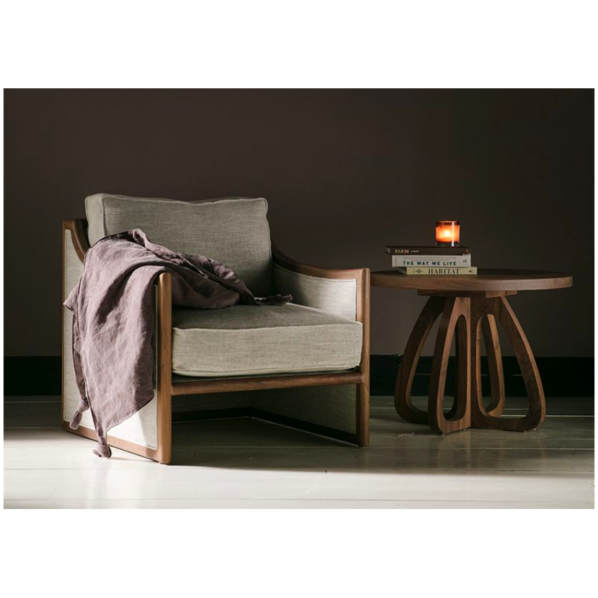 An Amethyst favorite, this Barcelona Occasional Table has an open, airy base that brings character to any area of your home. Bench-crafted with sustainably harvested hardwood in our North Carolina atelier, the Barcelona Table Family is a Verellen Essential.  36" Round Occasional Table: 36"d x 30"h 24" Round Side Table: 24"d x 22"h