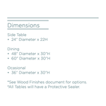 An Amethyst favorite, this Barcelona Occasional Table has an open, airy base that brings character to any area of your home. Bench-crafted with sustainably harvested hardwood in our North Carolina atelier, the Barcelona Table Family is a Verellen Essential.  36" Round Occasional Table: 36"d x 30"h 24" Round Side Table: 24"d x 22"h