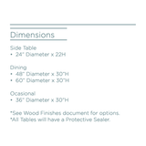 An Amethyst favorite, this Barcelona Occasional Table has an open, airy base that brings character to any area of your home. Bench-crafted with sustainably harvested hardwood in our North Carolina atelier, the Barcelona Table Family is a Verellen Essential.  36" Round Occasional Table: 36"d x 30"h 24" Round Side Table: 24"d x 22"h