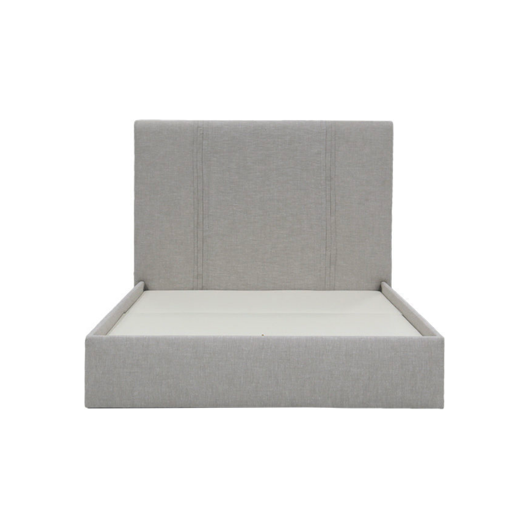 We are in love with the unique details on the Verellen Emilio Bed by Verellen! Standard features include:  Double needle with fan folded pleat detail on headboard Nailhead selection on side panels Upholstered side and front rails Mattress inset 3″ Sits on glides Not available slipcovered Optional: can accommodate 9″ box-spring Fabric is applied up the bolt, seams on footboard and side rails will be visible