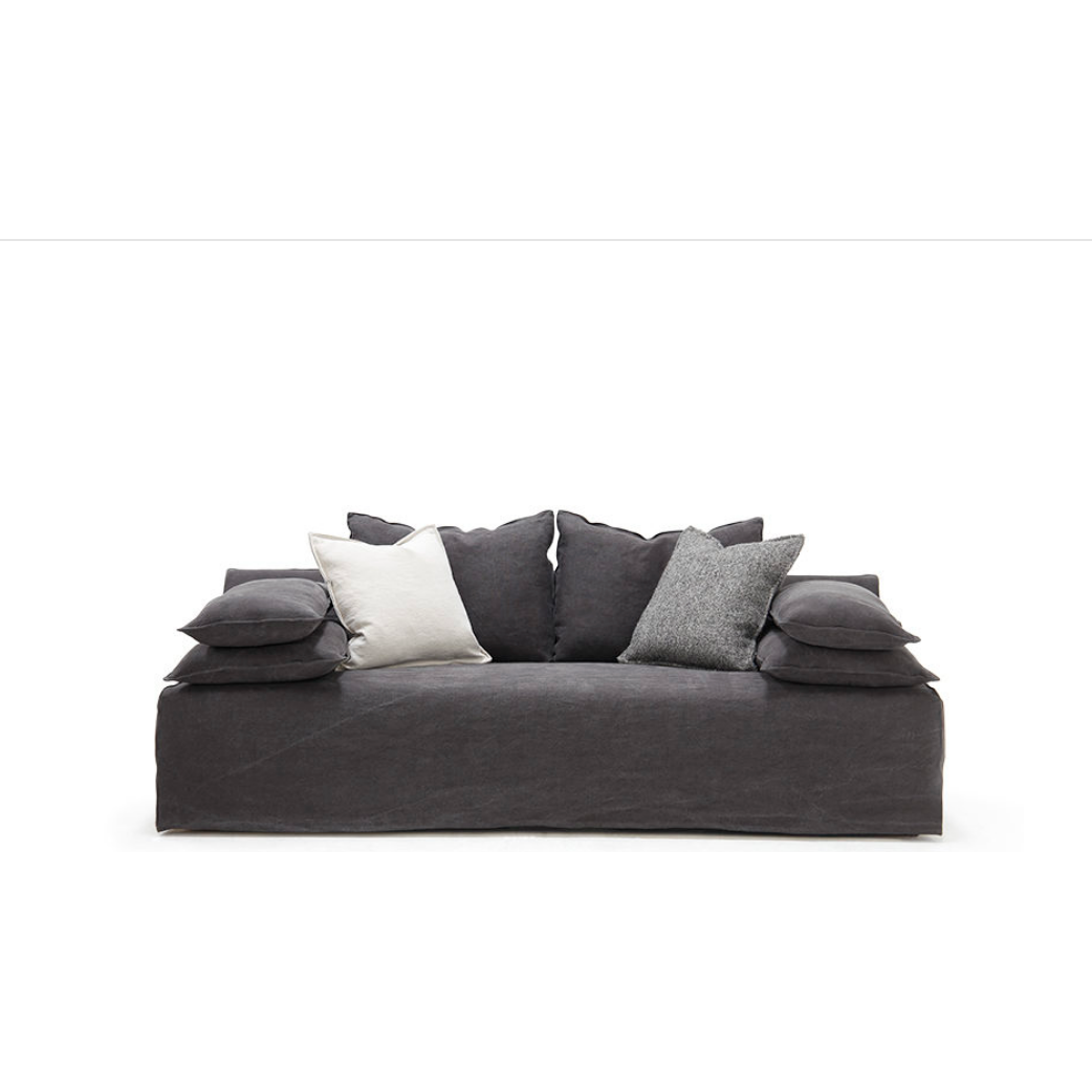 A Verellen original and one of our best selling product lines, the Maxim Sofa Family comes standard with:  Slipcovered Arm pillows semi attached to slipcover Spring down seat construction Notch bottom toss pillows Loose back configuration Double needle stitch detail