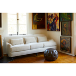 Featuring Beaumont 84" Sofa by Cisco Brothers at Amethyst Home. The Beaumont Sofa by Cisco Brothers is a twist on traditional style, with a piping detail and turned front legs with antique casters. Relax into the comfortable lumber pillows for back support with style. Photographed in Brevard Birch. 
Overall: 84"w x 38"d x 33"hSitting Space: 74"w x 24"dSe.  Amethyst Home provides interior design, new home construction design consulting, vintage area rugs, and lighting in the Kansas City metro area.
