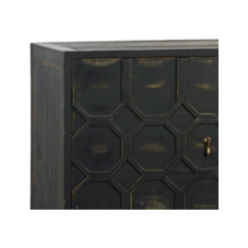 Featuring Harten Sideboard Cabinet by Dovetail at Amethyst Home. The Harten cabinet is beautifully crafted of black stained pine.  Its versatile cabinet drawer combo is perfect for both media and dining room storage.
Reclaimed pine and iron 
Antique black
Size: 63"l x 20"d x 31"h
Finish may vary slightly by piece as this is a hand-crafted product..  Amethyst Home provides interior design, new home construction design consulting, vintage area rugs, and lighting in the Omaha metro area.