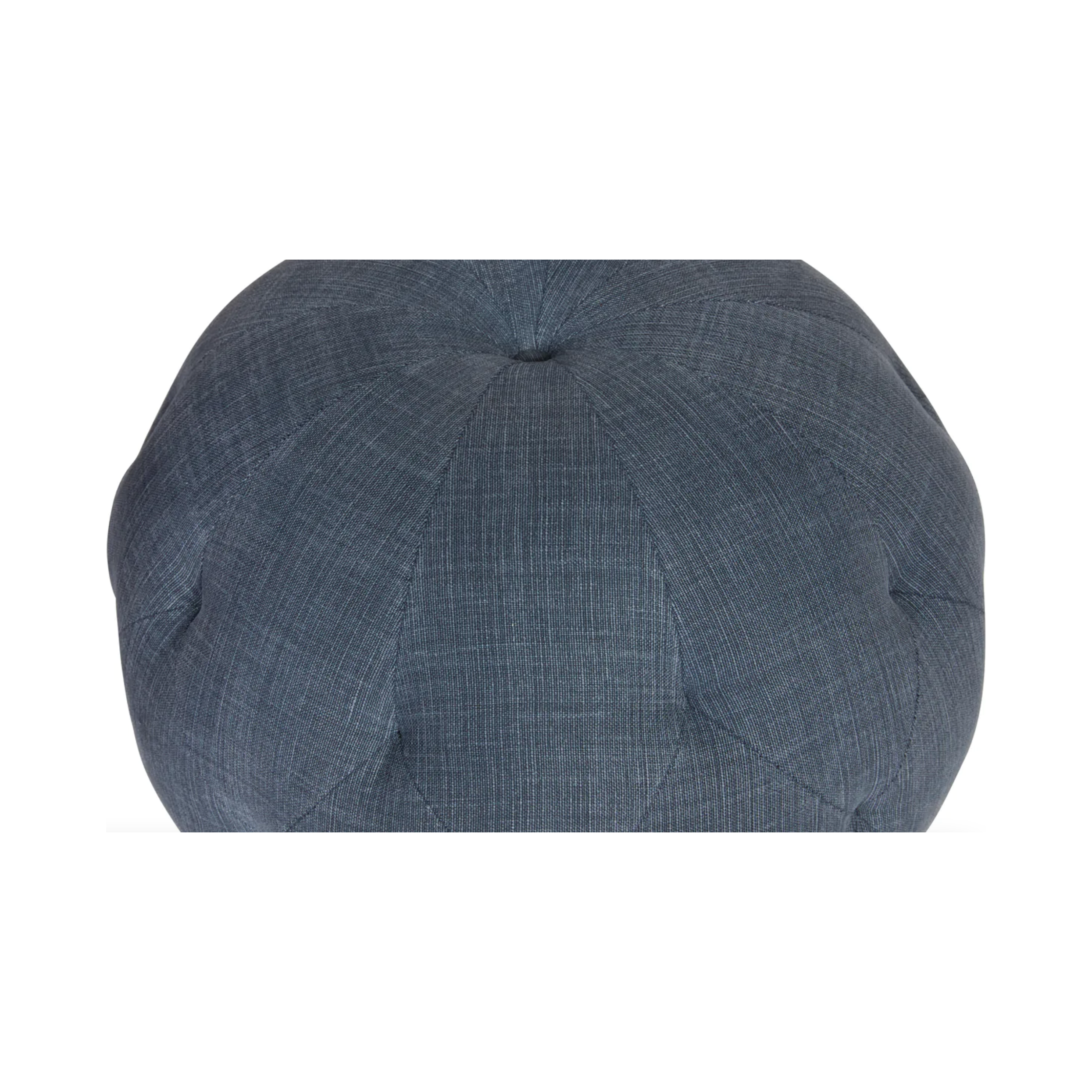 Featuring Pouf 20" Ottoman by Cisco Brothers at Amethyst Home. We love the stitching detail on this Pouf 20" Ottoman by Cisco Brothers. Place in your den, living room, or other entertainment area of your home and keep for years to come! Photographed in Bengal Pin Strip Indigo and Anvil Stone. 
Overall: 20"dia x 15"hSeat Height: 15"h. Amethyst Home provides interior design, new home construction design consulting, vintage area rugs, and lighting in the Miami metro area.