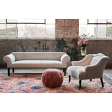 Featuring Pouf 20" Ottoman by Cisco Brothers at Amethyst Home. We love the stitching detail on this Pouf 20" Ottoman by Cisco Brothers. Place in your den, living room, or other entertainment area of your home and keep for years to come! Photographed in Bengal Pin Strip Indigo and Anvil Stone. 
Overall: 20"dia x 15"hSeat Height: 15"h. Amethyst Home provides interior design, new home construction design consulting, vintage area rugs, and lighting in the Nashville metro area.