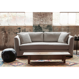 Featuring Pouf 20" Ottoman by Cisco Brothers at Amethyst Home. We love the stitching detail on this Pouf 20" Ottoman by Cisco Brothers. Place in your den, living room, or other entertainment area of your home and keep for years to come! Photographed in Bengal Pin Strip Indigo and Anvil Stone. 
Overall: 20"dia x 15"hSeat Height: 15"h. Amethyst Home provides interior design, new home construction design consulting, vintage area rugs, and lighting in the San Diego metro area.