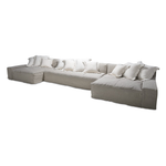 The ultimate low, cozy sofa. We would put this Esme sofa from Verellen in the family room, living room, or movie theater. The juxtaposition of a juicy, miniature-spring filled down-wrapped cushion and firm back is ultra comfortable. We love the thick, firm arms for resting cell phones & snacks. Enjoy this sofa upholstered or slipcovered.