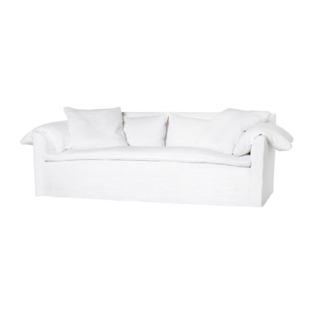 Featuring Donato White Linen Sofa by Cisco Brothers at Amethyst Home. An Amethyst essential: dreamy feather top cushion covers a full upholstered frame. Slipcovered in an ethereal white linen machine washable slipcover — made just for you in North Carolina.
Donato 97" Sofa: 97"w x 32"h x 41"dSeat Space: 85"w x 24"d x 16"h
Pillows: (2) 44x20, (4) 26x26x2. Amethyst Home provides interior design, new home construction design consulting, vintage area rugs, and lighting in the Tampa metro area.