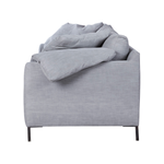 Featuring Radley Upholstered Sofa Family by Cisco Brothers at Amethyst Home. A love letter to the Radley sofa -- the metal iron feet and laid back approach to sitting is effortlessly chic.  A feather cloud cushion with down filled back cushions allow for a sit that is upright yet comfortably deep. Photographed in Molino Fog. Lifestyle Photograph in Grayson.  Amethyst Home provides interior design, new home construction design consulting, vintage area rugs, and lighting in the Park City metro area.