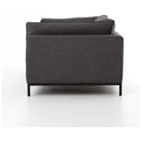 Featuring Grammercy Sofa - Charcoal by Four Hands at Amethyst Home. Streamlined yet comfortable!  We loved the subtle piping of the cushion details and stress-free color!  Flexible style, luxurious comfort and family-friendly upholstery. Clean, simple lines and black iron base keep everything casual and chic. Overall Dimensions: 92"W x 39.50"L x 30"HColors: B.  Amethyst Home provides interior design, new home construction design consulting, vintage area rugs, and lighting in the Austin metro area.