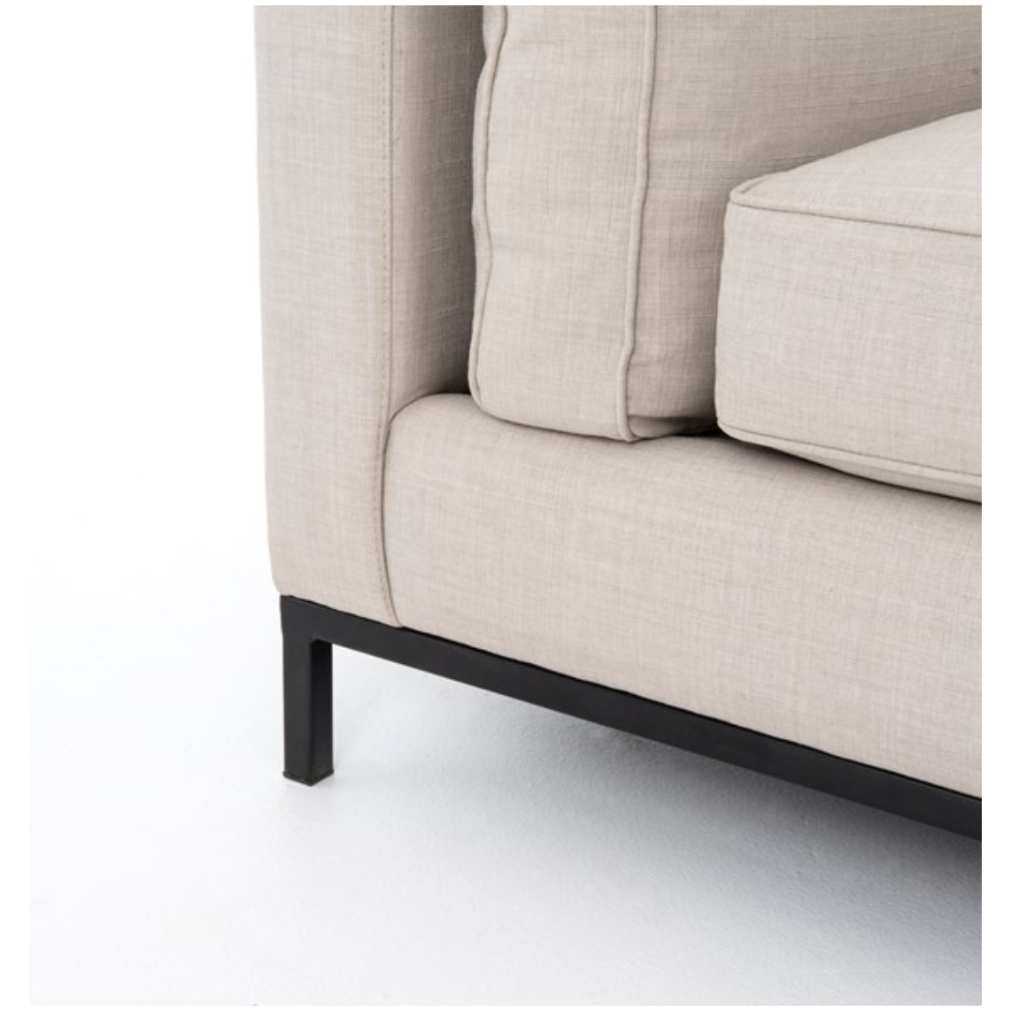 Featuring Grammercy Sofa - Bennett Moon by Four Hands at Amethyst Home. Streamlined yet comfortable!  We loved the subtle piping of the cushion details and beautiful neutral color!  Flexible style, luxurious comfort and family-friendly upholstery. Clean, simple lines and black iron base keep everything casual and chic.
Overall Dimensions: 91"W x 38"L x 30".  Amethyst Home provides interior design, new home construction design consulting, vintage area rugs, and lighting in the Park City metro area.