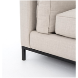 Featuring Grammercy Sofa - Bennett Moon by Four Hands at Amethyst Home. Streamlined yet comfortable!  We loved the subtle piping of the cushion details and beautiful neutral color!  Flexible style, luxurious comfort and family-friendly upholstery. Clean, simple lines and black iron base keep everything casual and chic.
Overall Dimensions: 91"W x 38"L x 30".  Amethyst Home provides interior design, new home construction design consulting, vintage area rugs, and lighting in the Park City metro area.