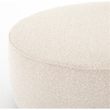 Featuring Sinclair Large Round Ottoman - Knoll Natural by Four Hands at Amethyst Home. This firm round ottoman of textural cream boucle makes a great coffee table or closet bench!
Overall Dimensions: 36"W x 36"L x 14.5"H
Colors: Distressed Natural, Knoll NaturalMaterials: Solid Parawood, 95% Pl, 5% PcFabric: PerformanceWeight: 26.46 lbVolume: 14.02 cu ft.  Amethyst Home provides interior design, new home construction design consulting, vintage area rugs, and lighting in the Washington metro area.