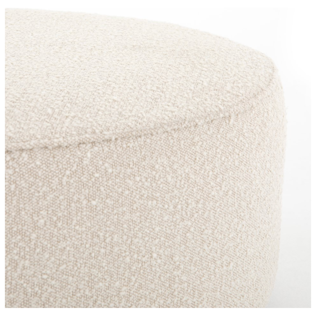Featuring Sinclair Large Round Ottoman - Knoll Natural by Four Hands at Amethyst Home. This firm round ottoman of textural cream boucle makes a great coffee table or closet bench!
Overall Dimensions: 36"W x 36"L x 14.5"H
Colors: Distressed Natural, Knoll NaturalMaterials: Solid Parawood, 95% Pl, 5% PcFabric: PerformanceWeight: 26.46 lbVolume: 14.02 cu ft.  Amethyst Home provides interior design, new home construction design consulting, vintage area rugs, and lighting in the Omaha metro area.