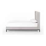 Featuring Newhall Bed - Plushtone Linen by Four Hands at Amethyst Home. Subtle, modern elegance found in this Newhall Bed - Plushtone Linen. A low, tufted headboard in a light textural grey pairs with a simple gunmetal iron base.
Queen Overall Dimensions: 64.5"W x 86.5"L x 55"HKing Overall Dimensions: 80.5"W x 86.5"L x 55"H
Colors: Plushtone Linen, Gunme.  Amethyst Home provides interior design, new home construction design consulting, vintage area rugs, and lighting in the Los Angeles metro area.