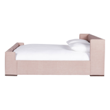 Featuring Laurel Upholstered Bed by Cisco Brothers at Amethyst Home. We love the maple wood base of this Laurel Bed by Cisco Brothers. A cozy, chic piece to add to your bedroom to immediately elevate the space. Photographed in Molino Blush. 
Queen: Dimensions: 65"w x 31.5"h x 84.5"dSide Rails Height: 12.5"Slat Height: 5.75"Footboard Height: 20.5"Mattress Space.  Amethyst Home provides interior design, new home construction design consulting, vintage area rugs, and lighting in the Omaha metro area.