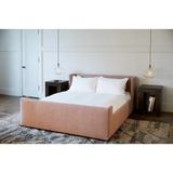 Featuring Laurel Upholstered Bed by Cisco Brothers at Amethyst Home. We love the maple wood base of this Laurel Bed by Cisco Brothers. A cozy, chic piece to add to your bedroom to immediately elevate the space. Photographed in Molino Blush. 
Queen: Dimensions: 65"w x 31.5"h x 84.5"dSide Rails Height: 12.5"Slat Height: 5.75"Footboard Height: 20.5"Mattress .  Amethyst Home provides interior design, new home construction design consulting, vintage area rugs, and lighting in the Washington metro area.