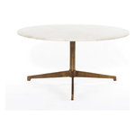 Featuring Helen Round Coffee Table by Four Hands at Amethyst Home. Simple, sophisticated style. The Helen Round Coffee Table has a slim tripod base of raw brass supports a rounded tabletop of polished white marble. Petite scale perfect for smaller spaces or rooms with a sectional.
Overall Dimensions: 32"W x 32"L x 16.50"H
Colors: Raw Brass, Polished W.  Amethyst Home provides interior design, new home construction design consulting, vintage area rugs, and lighting in the Winter Garden metro area.