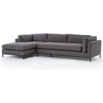 Featuring Grammercy 2-Piece Chaise Sectional - Bennett Charcoal by Four Hands at Amethyst Home. Flexible style, luxurious comfort and family-friendly upholstery. Clean, simple lines and a black iron base keep things casual and chic.
This fashion-forward upholstered collection mixes elegant fabrics with interesting design elements Each piece features North Ame.  Amethyst Home provides interior design, new home construction design consulting, vintage area rugs, and lighting in the Dallas metro area.