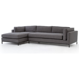 Featuring Grammercy 2-Piece Chaise Sectional - Bennett Charcoal by Four Hands at Amethyst Home. Flexible style, luxurious comfort and family-friendly upholstery. Clean, simple lines and a black iron base keep things casual and chic.
This fashion-forward upholstered collection mixes elegant fabrics with interesting design elements Each piece features North Ame.  Amethyst Home provides interior design, new home construction design consulting, vintage area rugs, and lighting in the Dallas metro area.