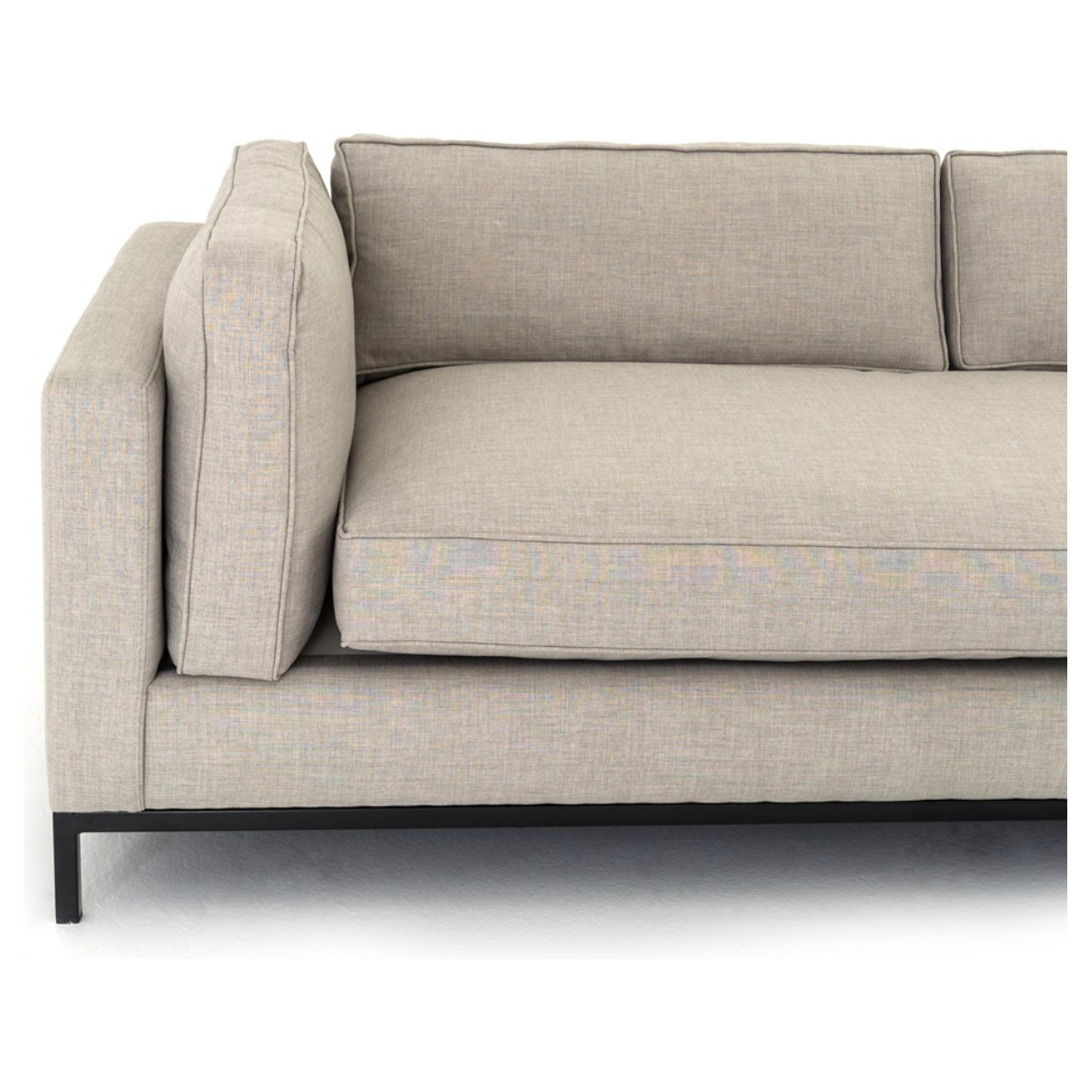 Featuring Grammercy 3-Piece Sectional - Bennett Moon by Four Hands at Amethyst Home. Flexible style, luxurious comfort and family-friendly upholstery. Clean, simple lines and a black iron base keep things casual and chic.
Overall Dimensions: 119"W x 119"L x 30"HColors: Bennett Moon, Matte BlackMaterials: 100% Polyester, IronWeight: 282.19 lbVolume: 123.95 .  Amethyst Home provides interior design, new home construction design consulting, vintage area rugs, and lighting in the Charlotte metro area.