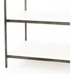 Featuring Tatum Nightstand - Hammered Gray by Four Hands at Amethyst Home. A luxe alternative to nightstands -- this Tatum marble nightstand is sophisticated, easy to style, and we love the proportions with a king sized bed.
Overall Dimensions: 25"W x 18"L x 26"H
Colors: Hammered Grey W/Clear Powder Coat, Polished White MarbleMaterials: Iron, Solid MarbleWei.  Amethyst Home provides interior design, new home construction design consulting, vintage area rugs, and lighting in the Houston metro area.