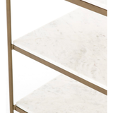 Featuring Felix Nightstand - Antique Brass by Four Hands at Amethyst Home. Add a pop of sophistication to any space. Classic white marble lays three tiers of smooth shelving for plenty of space, while antique brass-finished iron framing places a feminine spin on bedside storage.
Overall Dimensions: 25"W x 18"L x 26"H
Colors: Antique Brass, Polished White .  Amethyst Home provides interior design, new home construction design consulting, vintage area rugs, and lighting in the Washington metro area.