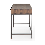 Featuring Trey Modular Writing Desk - Auburn Poplar by Four Hands at Amethyst Home. Inspired by clean mid-century design, grey-ish auburn poplar offers plenty of desk storage by way of three spacious drawers. Metal-secured leather pulls add a textural element of surprise. Great solo or paired with matching corner desk, file cabinet or credenza.
Overall Dim.  Amethyst Home provides interior design, new home construction design consulting, vintage area rugs, and lighting in the Park City metro area.