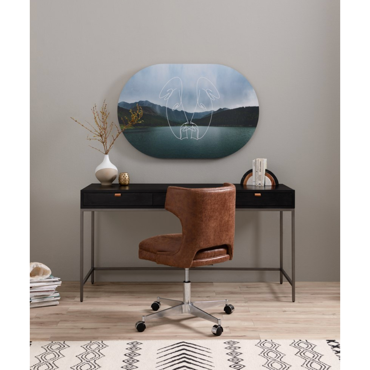 Featuring Trey Modular Writing Desk - Black Wash Poplar by Four Hands at Amethyst Home. The Trey Black Wash Poplar Modular Writing Desk sleek and simple, black-finished poplar offers plenty of desk storage by way of three spacious drawers. Metal-secured pulls of top-grain leather add a textural element of surprise. Great solo or paired with matching corn.  Amethyst Home provides interior design, new home construction design consulting, vintage area rugs, and lighting in the Kansas City metro area.