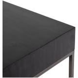 Featuring Trey Modular Writing Desk - Black Wash Poplar by Four Hands at Amethyst Home. The Trey Black Wash Poplar Modular Writing Desk sleek and simple, black-finished poplar offers plenty of desk storage by way of three spacious drawers. Metal-secured pulls of top-grain leather add a textural element of surprise. Great solo or paired with matching corner .  Amethyst Home provides interior design, new home construction design consulting, vintage area rugs, and lighting in the Portland metro area.