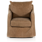 Featuring Freddy Leather Swivel Chair by Four Hands at Amethyst Home. The Freddy Leather Swivel Chair is a slipcovered, leather swivel chair -- perfect for moody rooms. The chair features a comfortable, plush back and supportive seat. Please expect natural distressing.
Overall Dimensions: 27"W x 35.50"L x 32.75"HSeat Depth: 20"Seat Height: 18"Arm Height from. Amethyst Home provides interior design, new home construction design consulting, vintage area rugs, and lighting in the Portland metro area.