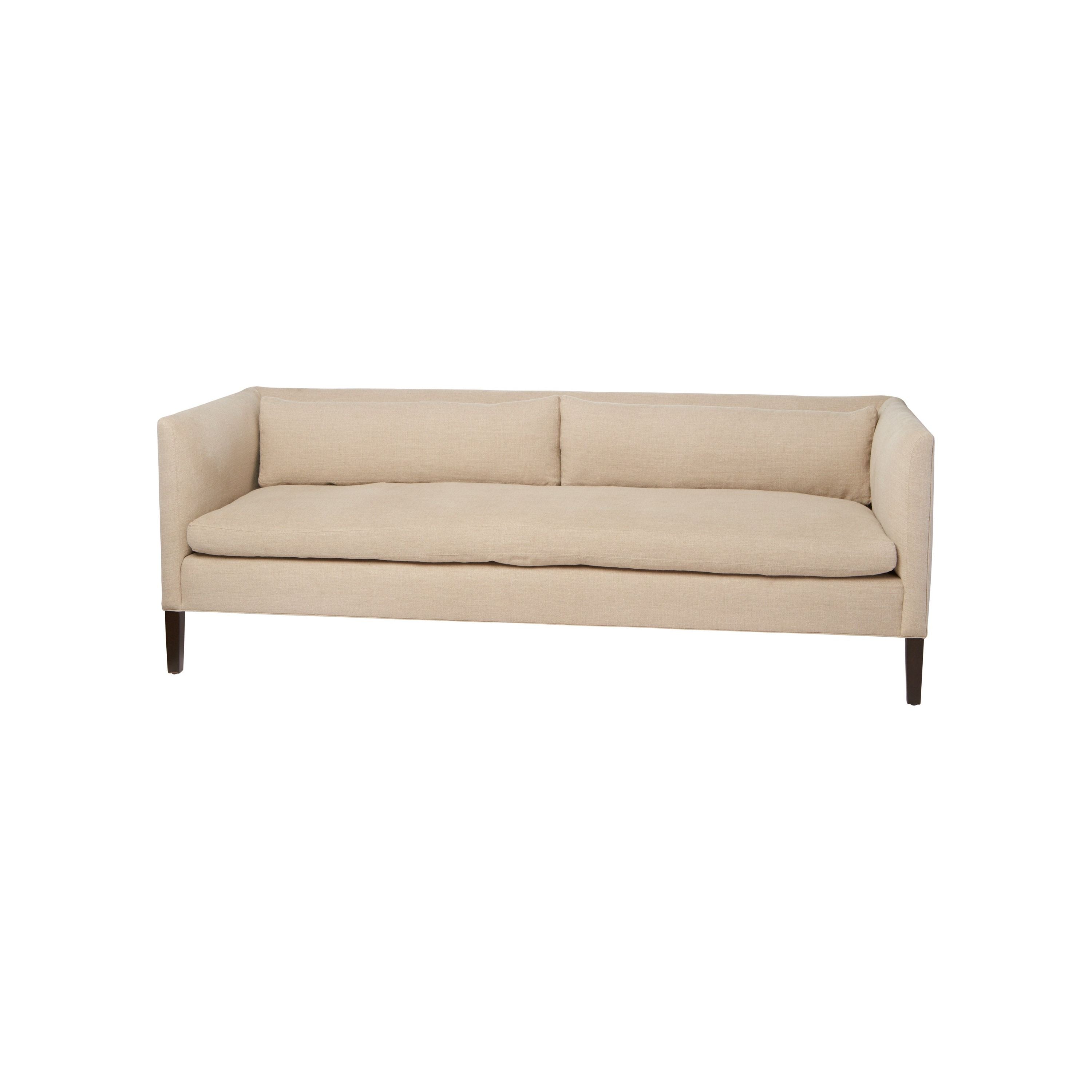 Featuring Stewart Sofa by Cisco Brothers at Amethyst Home. The Stewart Sofa by Cisco Brothers has a simple silhouette with striking angles and trim wooden accent legs. The wide bench cushion provides ample seating space ideal for entertaining. Pop some popcorn and pile on the throw pillows for cozy movie nights with the family. Photographed in Vintage Flax.. Amethyst Home provides interior design, new home construction design consulting, vintage area rugs, and lighting in the Monterey metro area.