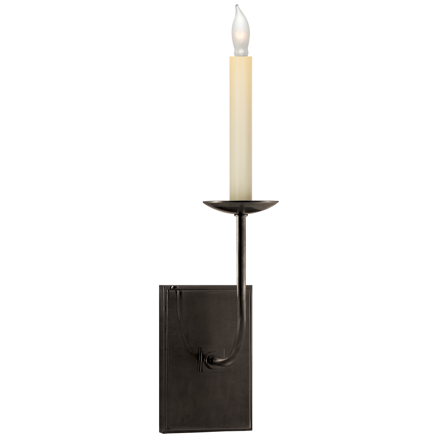 Featuring TT Single Sconce by Visual Comfort at Amethyst Home. The TT Single Sconce by Visual Comfort is sleek and timeless, bringing a gorgeous source of light to any bathroom, hallway, or other area needing extra light.
Overall Dimensions: 4" L x 4" W x 18" HWeight: 3 lbs.  Amethyst Home provides interior design, new home construction design consulting, vintage area rugs, and lighting in the Washington metro area.