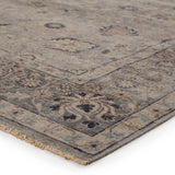 Featuring Tierzah Sahlest Hand-Knotted Rug by Jaipur Living at Amethyst Home. The vintage-inspired Tierzah Sahlest Area Rug features an antiqued wash and intricate traditional designs. The Sahlest wool rug boasts a Persian knot construction and tonal gray, beige, and charcoal palette that grounds any space. This artisan-made rug features fringe trimmed det.  Amethyst Home provides interior design, new home construction design consulting, vintage area rugs, and lighting in the Nashville metro area.