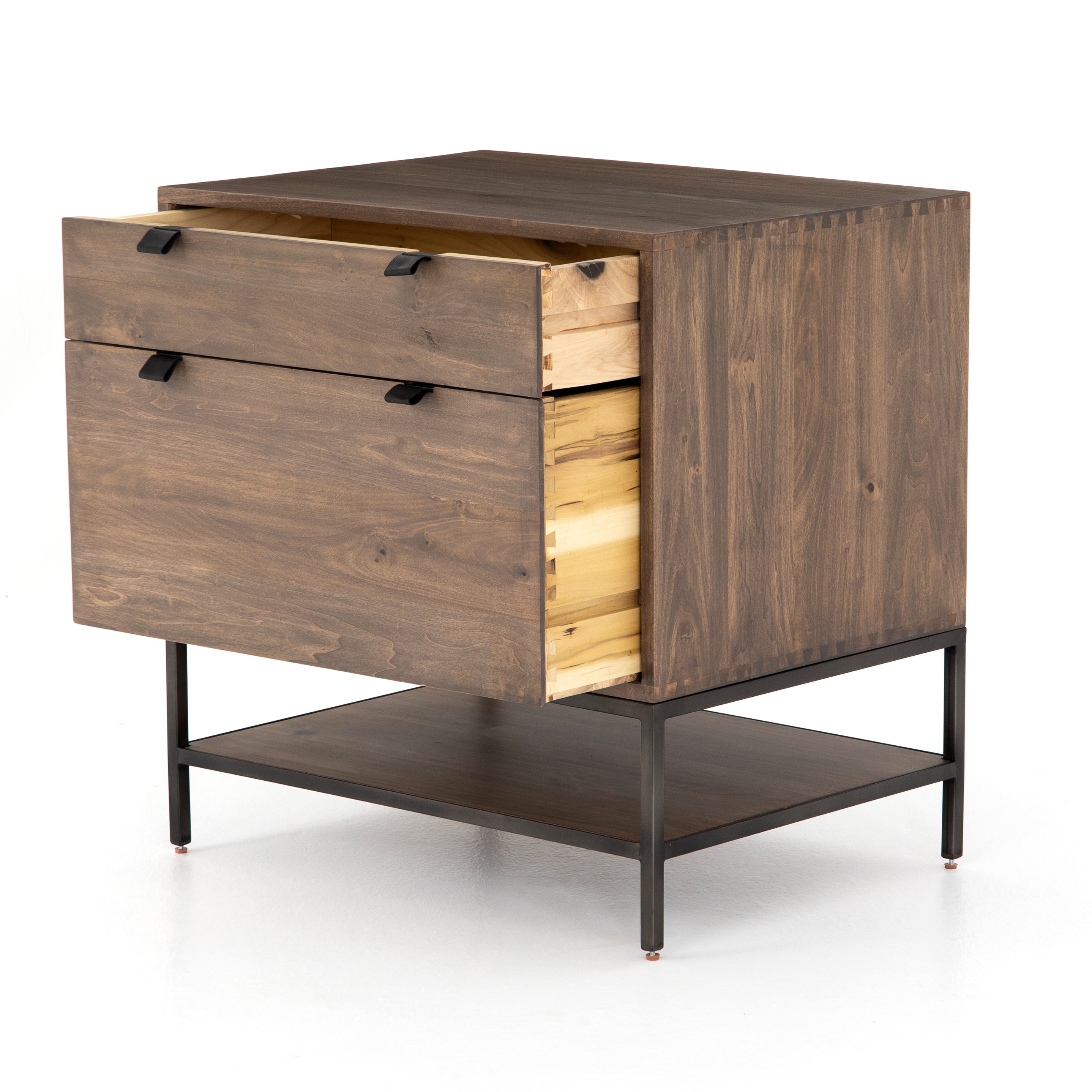 Featuring Trey Modular Filing Cabinet - Auburn Poplar by Four Hands at Amethyst Home. We love the storage of this Trey Modular Filing Cabinet.Metal-secured leather pulls add a textural element of surprise. Great solo or paired with matching desk or credenza.
Overall Dimensions: 30"W x 22"L x 31"H
Colors: Natural Iron, Auburn Poplar, Black LeatherMaterials: .  Amethyst Home provides interior design, new home construction design consulting, vintage area rugs, and lighting in the Monterey metro area.