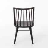 Featuring Windsor Black Oak Dining Chair by Four Hands at Amethyst Home. Try a cleaner, more modern take on the traditional Windsor with our Windsor Dining Chair. This tall beauty is wire-brushed to bring out the cathedral grain in the oak, and stained deep black for lovely contrast with more industrial decor. This chair is super comfortable and perfect .  Amethyst Home provides interior design, new home construction design consulting, vintage area rugs, and lighting in the Kansas City metro area.