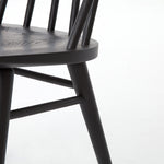 Featuring Windsor Black Oak Dining Chair by Four Hands at Amethyst Home. Try a cleaner, more modern take on the traditional Windsor with our Windsor Dining Chair. This tall beauty is wire-brushed to bring out the cathedral grain in the oak, and stained deep black for lovely contrast with more industrial decor. This chair is super comfortable and perfect for a.  Amethyst Home provides interior design, new home construction design consulting, vintage area rugs, and lighting in the Boston metro area.