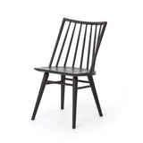 Featuring Windsor Black Oak Dining Chair by Four Hands at Amethyst Home. Try a cleaner, more modern take on the traditional Windsor with our Windsor Dining Chair. This tall beauty is wire-brushed to bring out the cathedral grain in the oak, and stained deep black for lovely contrast with more industrial decor. This chair is super comfortable and perfect f.  Amethyst Home provides interior design, new home construction design consulting, vintage area rugs, and lighting in the Scottsdale metro area.